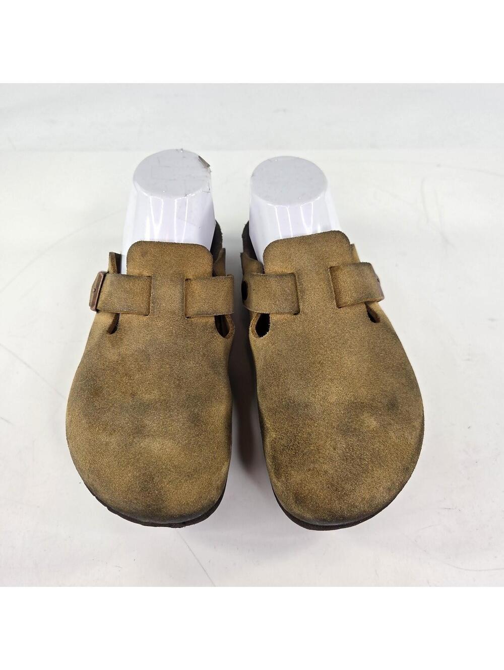 BIRKENSTOCK Boston Suede Clogs Size 38 US 7 Women's Tan Brown Mules Shoes - Picture 3 of 11